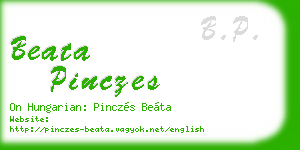 beata pinczes business card